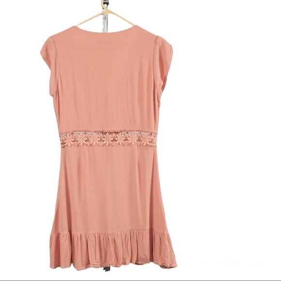 Lulus Wistful Wanderer Dusty Pink Crochet Lace Dress L but fits more S - Picture 4 of 16